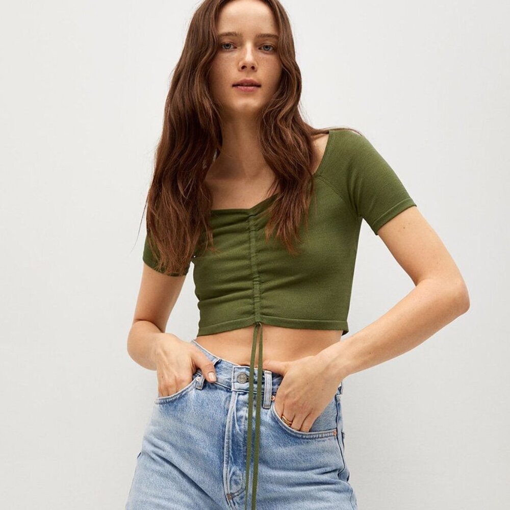 NWT Mango Mango - Fels Tunelly Crop Top Olive